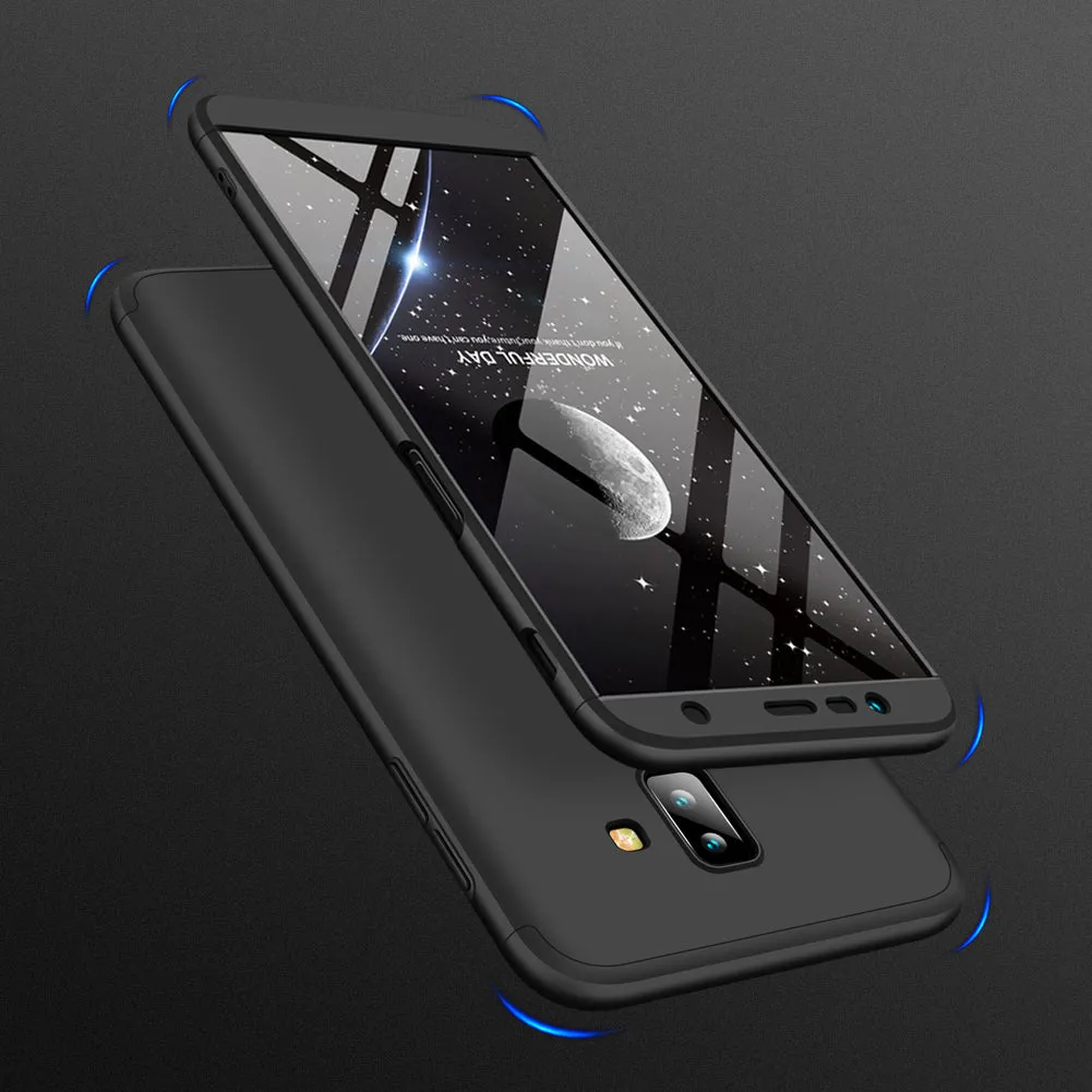 For Samsung J6 Plus/ J6 Prime 3 in 1 360 Degree Non-slip Shockproof Full Protective Case black_Samsung J6 Plus/ J6 Prime