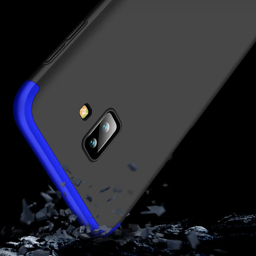 For Samsung J6 Plus/ J6 Prime 3 in 1 360 Degree Non-slip Shockproof Full Protective Case Blue black blue_Samsung J6 Plus/ J6 Prime