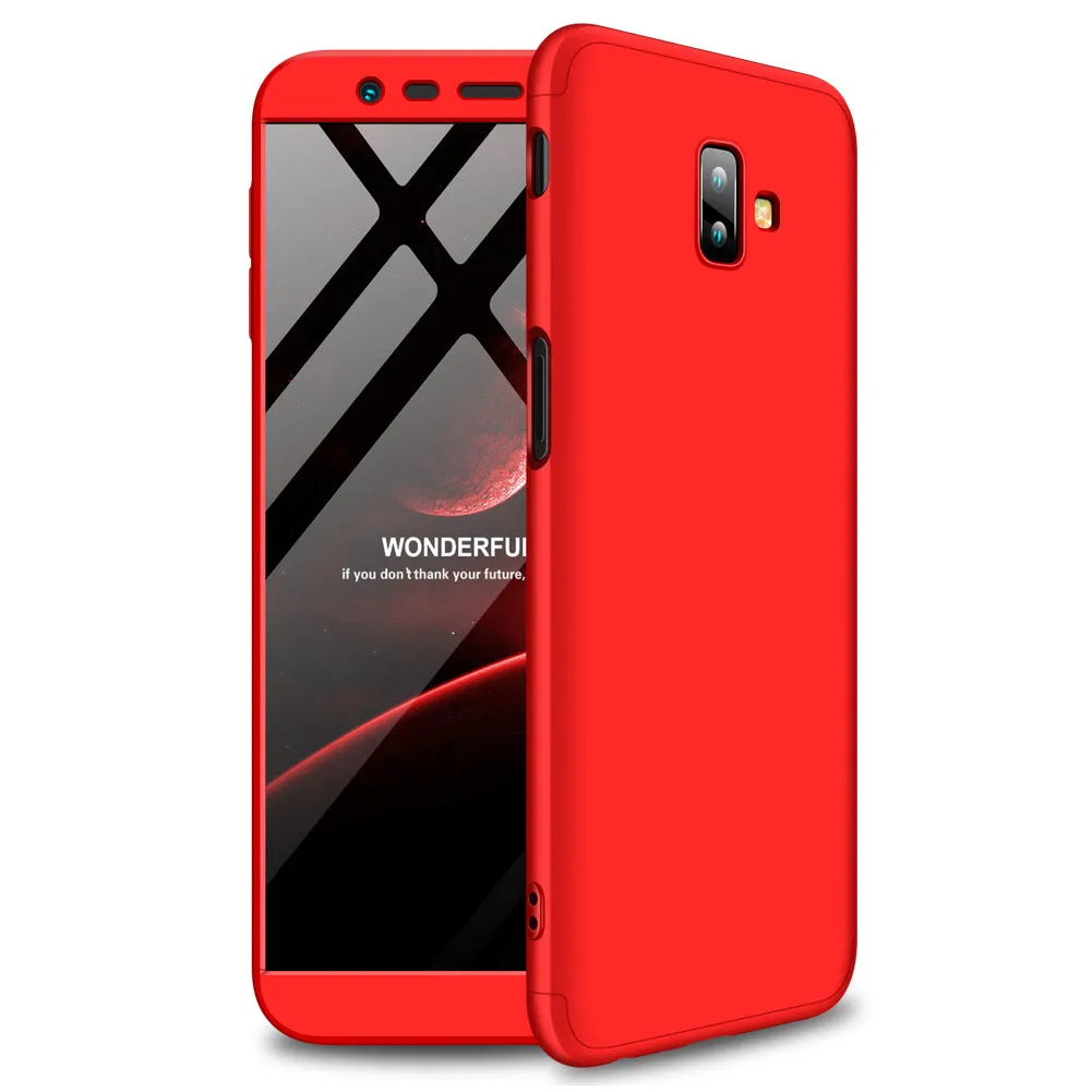 For Samsung J6 Plus/ J6 Prime 3 in 1 360 Degree Non-slip Shockproof Full Protective Case Red black red_Samsung J6 Plus/ J6 Prime