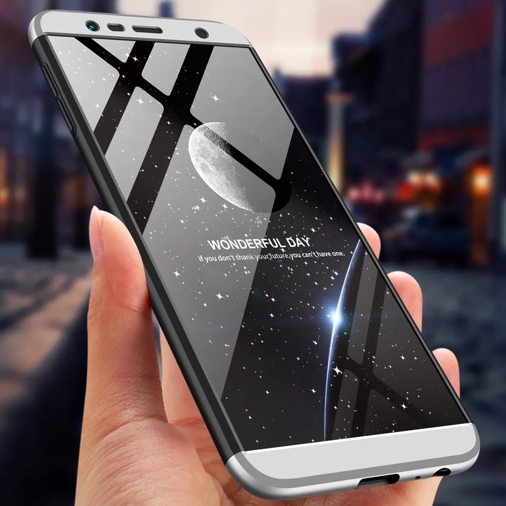 For Samsung J6 Plus/ J6 Prime 3 in 1 360 Degree Non-slip Shockproof Full Protective Case Silver black silver_Samsung J6 Plus/ J6 Prime