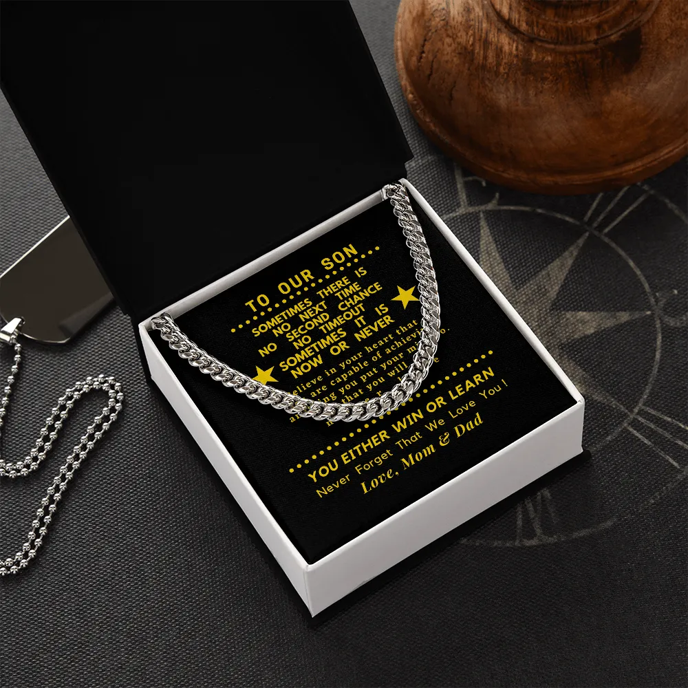 For Son, Believe in yourself, From Mom & Dad-Chain Link Necklace
