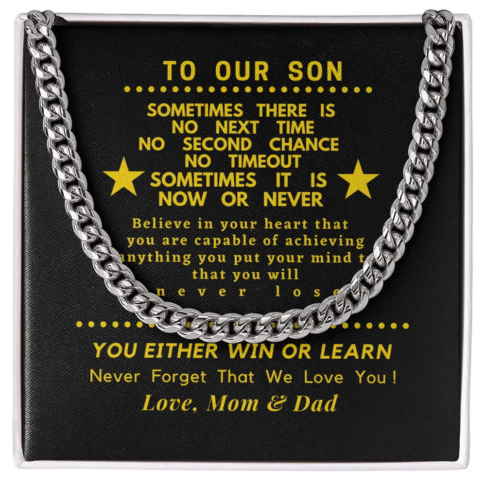For Son, Believe in yourself, From Mom & Dad-Chain Link Necklace