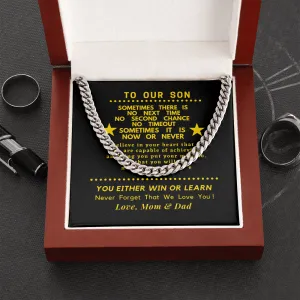 For Son, Believe in yourself, From Mom & Dad-Chain Link Necklace