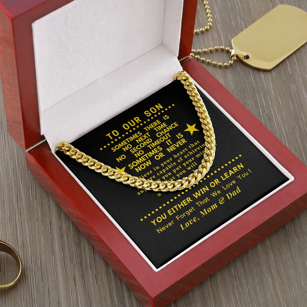 For Son, Believe in yourself, From Mom & Dad-Chain Link Necklace
