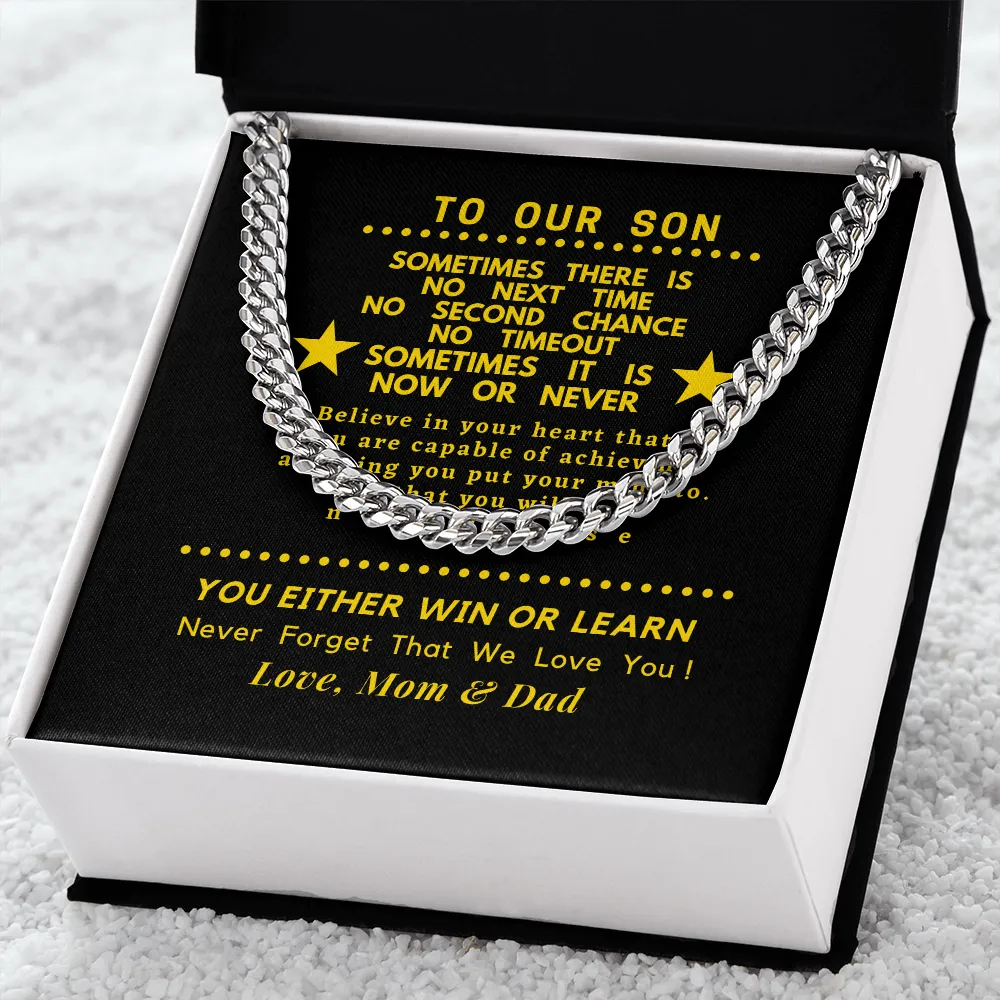For Son, Believe in yourself, From Mom & Dad-Chain Link Necklace