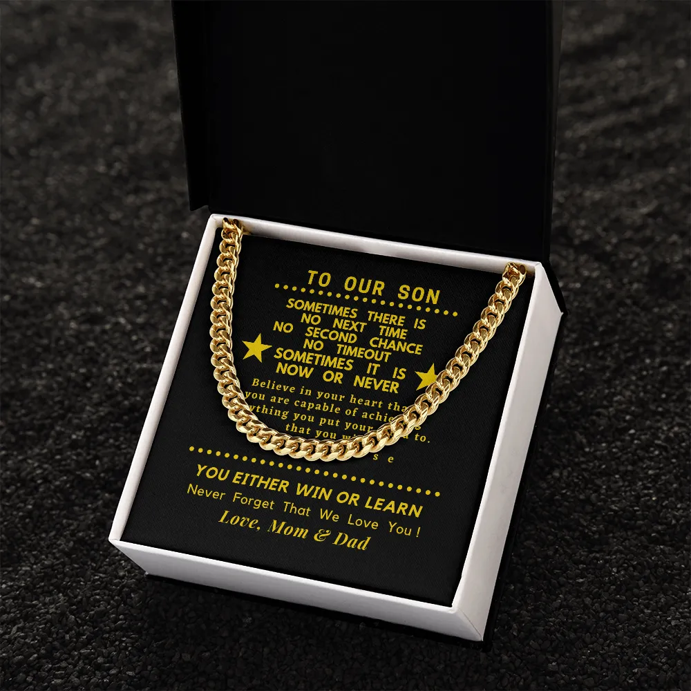 For Son, Believe in yourself, From Mom & Dad-Chain Link Necklace