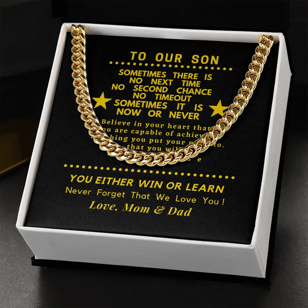 For Son, Believe in yourself, From Mom & Dad-Chain Link Necklace