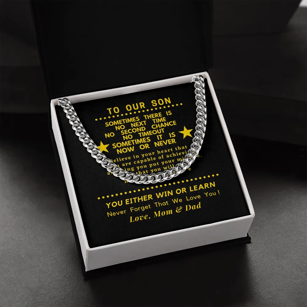 For Son, Believe in yourself, From Mom & Dad-Chain Link Necklace