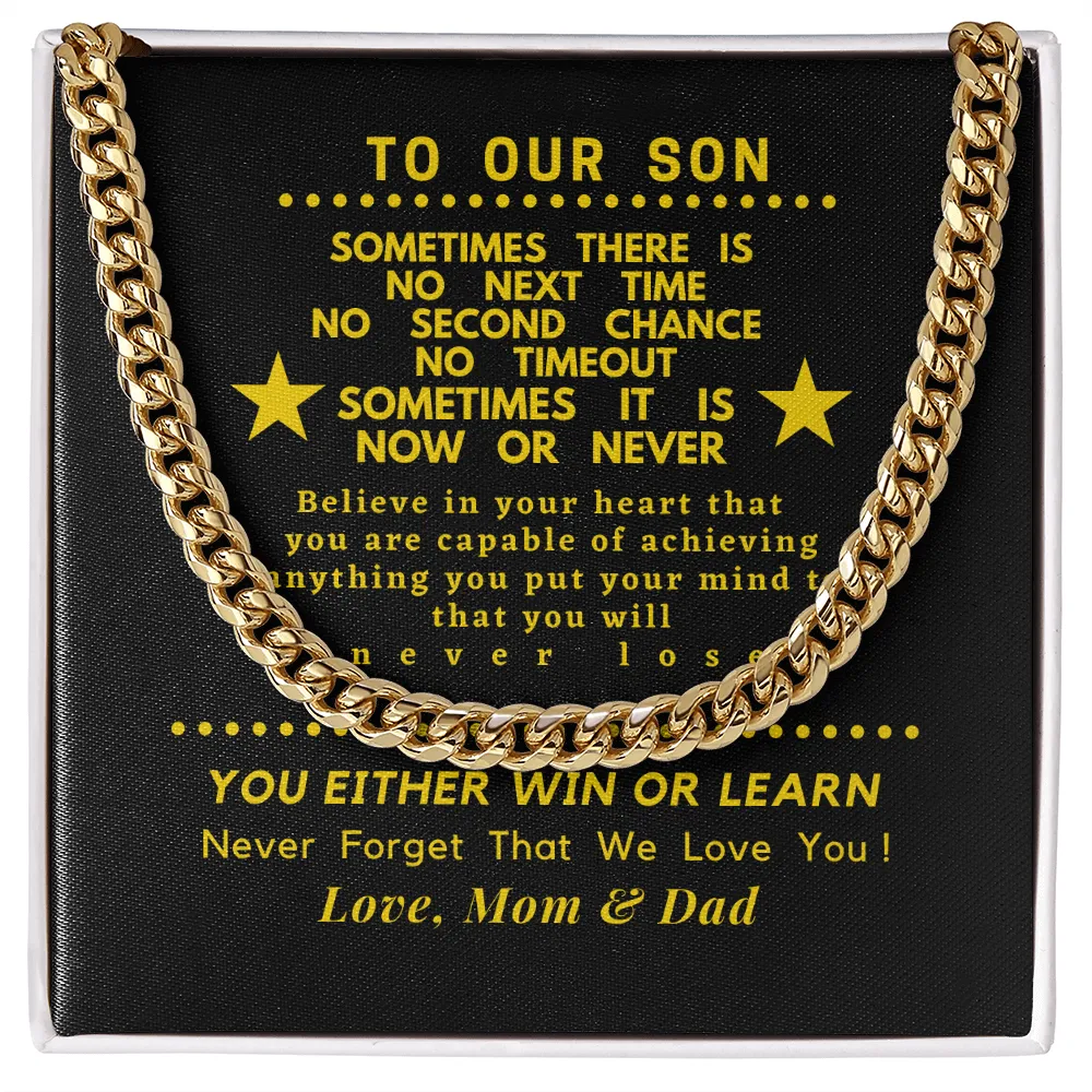 For Son, Believe in yourself, From Mom & Dad-Chain Link Necklace