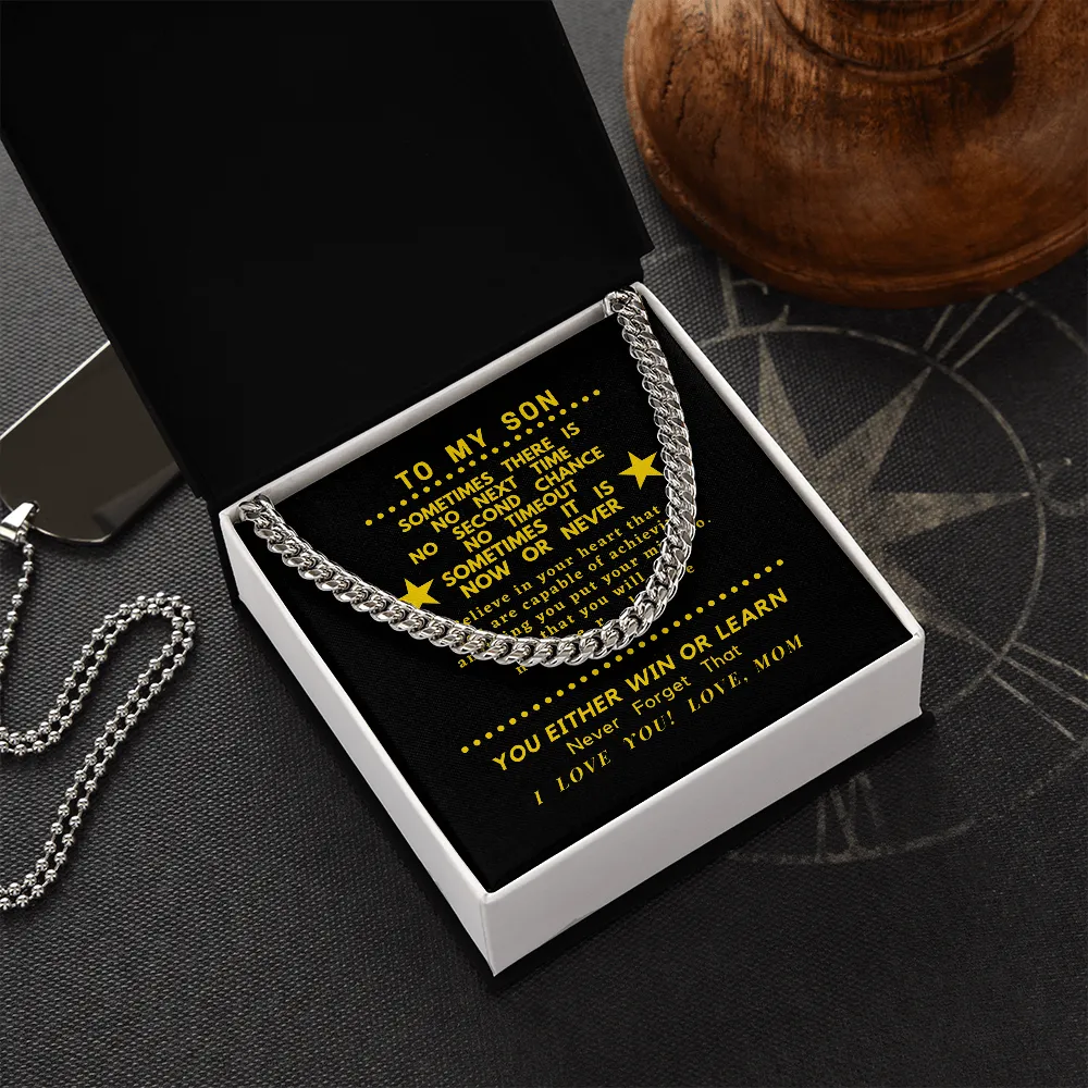 For Son, Believe in yourself From Mom- Chain Link Necklace