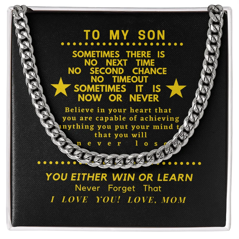 For Son, Believe in yourself From Mom- Chain Link Necklace