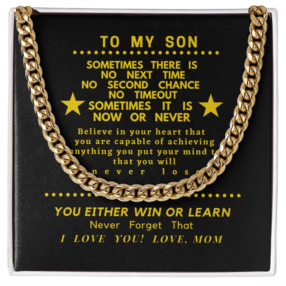 For Son, Believe in yourself From Mom- Chain Link Necklace