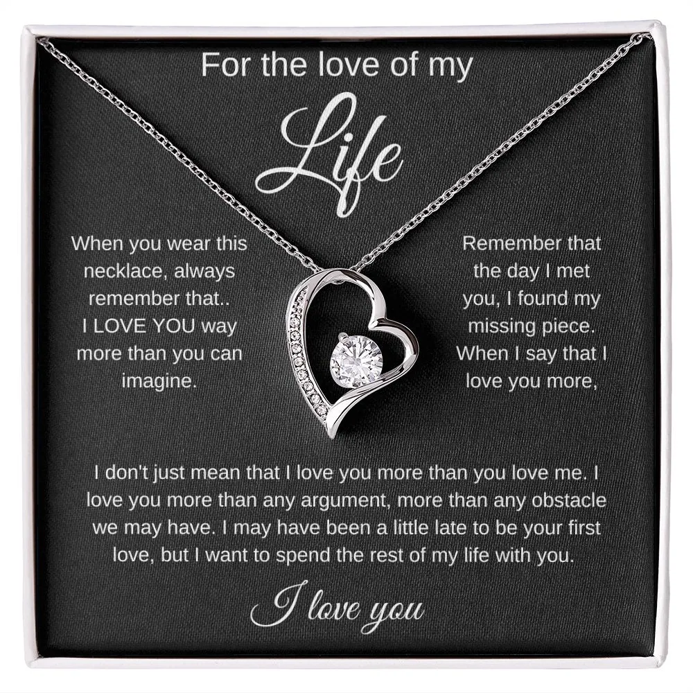 For the Love of My Life, I Love You More Than Any Obstacle Heart Necklace