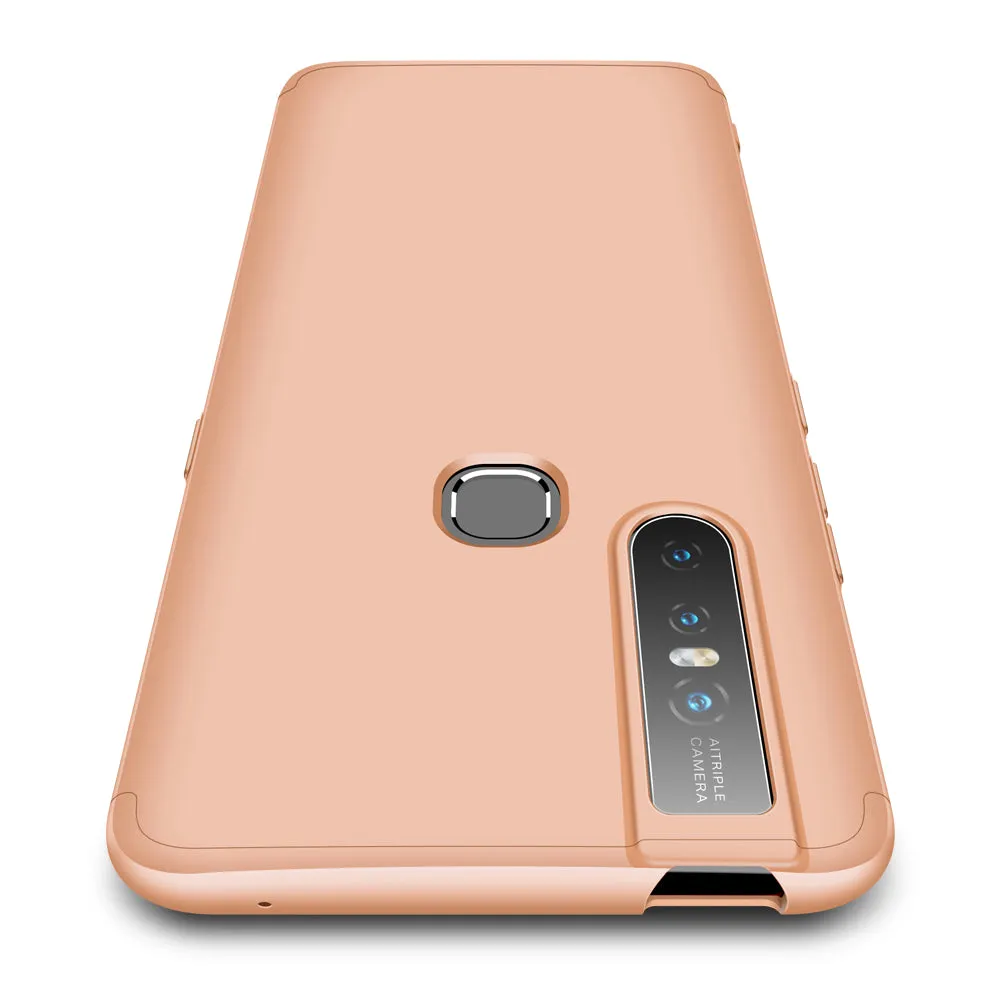For VIVO S1/V15 Ultra Slim PC Back Cover Non-slip Shockproof 360 Degree Full Protective Case Rose gold