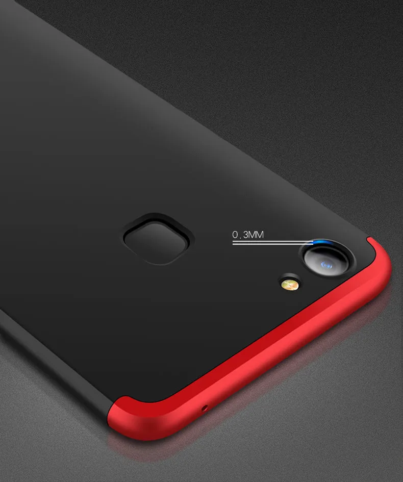 For VIVO V7 plus/Y75S/Y79 3 in 1 360 Degree Non-slip Shockproof Full Protective Case red