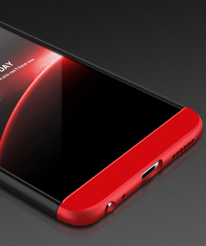 For VIVO V7 plus/Y75S/Y79 3 in 1 360 Degree Non-slip Shockproof Full Protective Case red