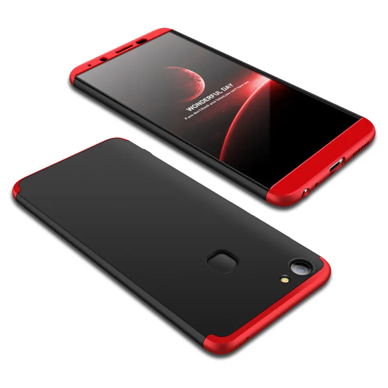 For VIVO V7 plus/Y75S/Y79 3 in 1 360 Degree Non-slip Shockproof Full Protective Case red