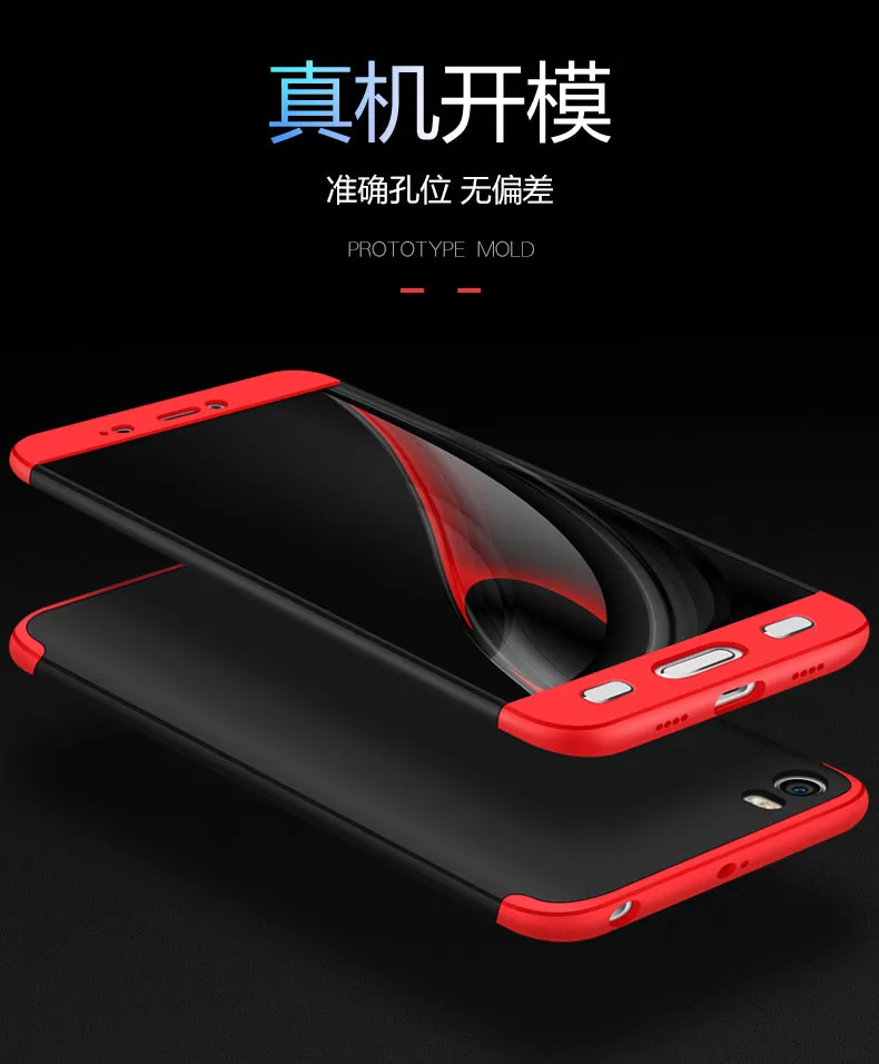For XIAOMI MI 5 Slim 3 in 1 Hybrid Hard Case Full Body 360 Degree Protection Back Cover  Red black red