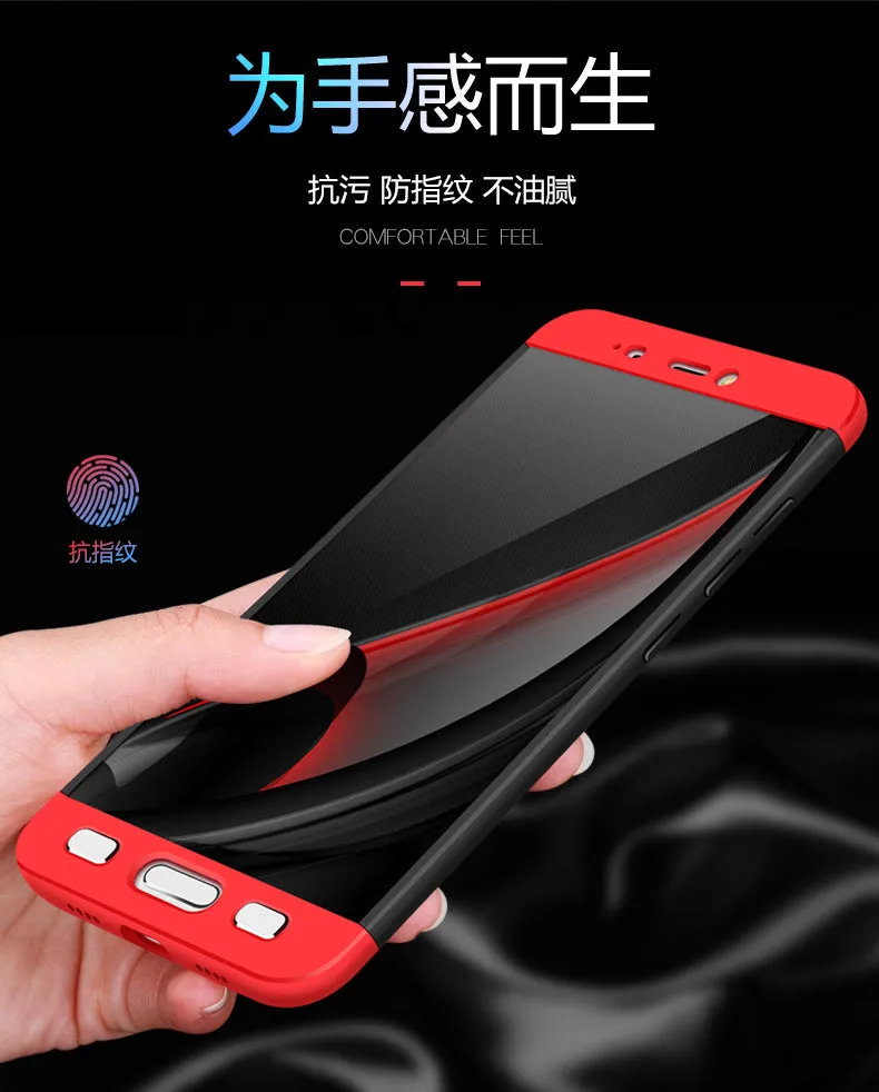 For XIAOMI MI 5 Slim 3 in 1 Hybrid Hard Case Full Body 360 Degree Protection Back Cover  Red black red
