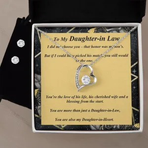 Forever Love Necklace and Cubic Zirconia Earring Set, Custom Message Card
