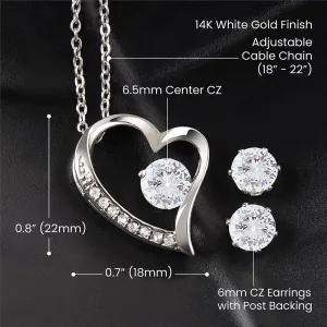 Forever Love Necklace   Clear CZ Earrings - To My Daughter