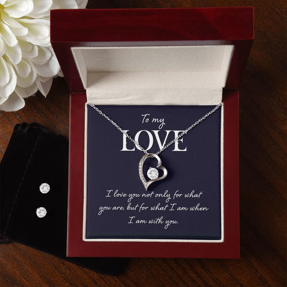 Forever Love Necklace   Clear CZ Earrings - To My Love