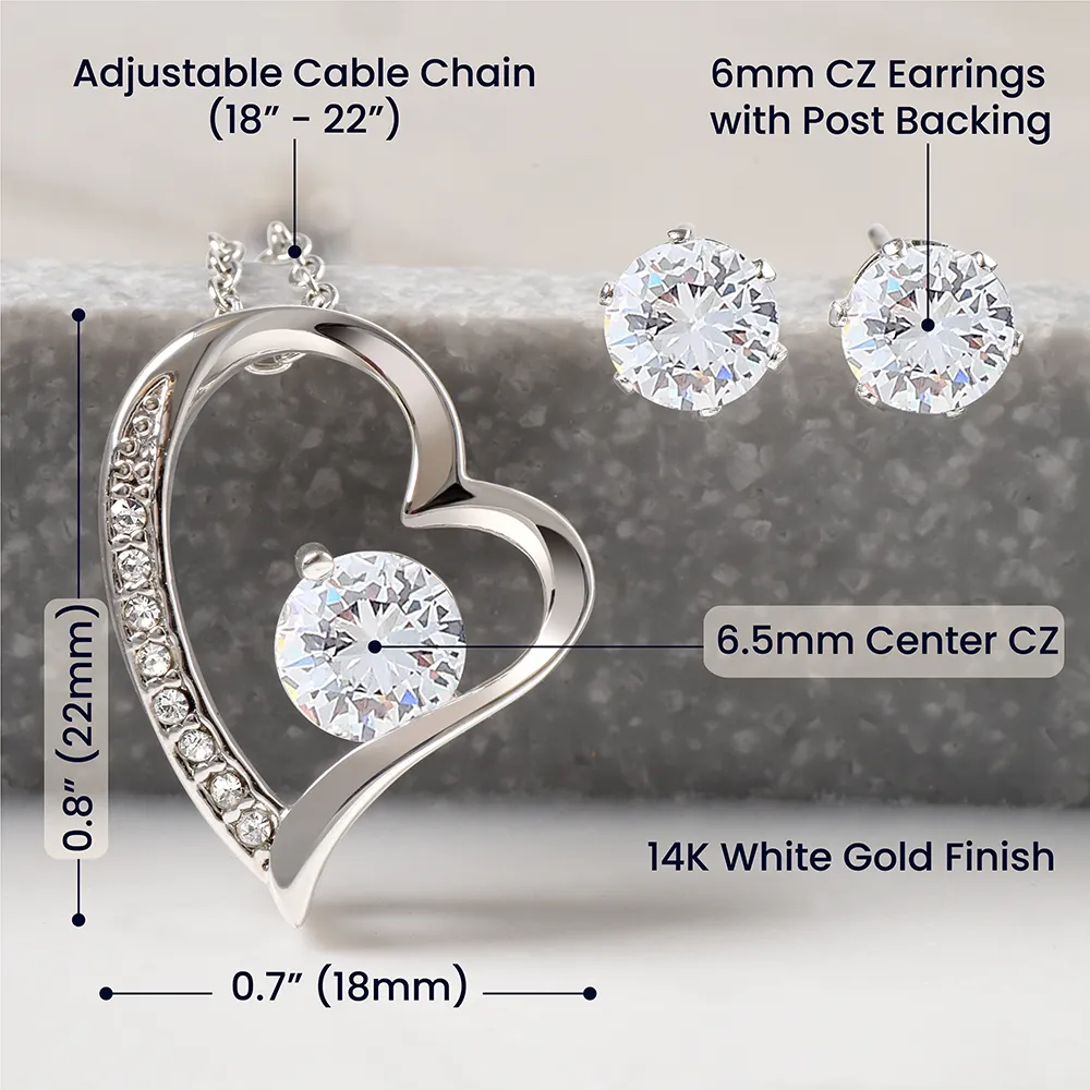 Forever Love Necklace   Clear CZ Earrings - To  My Soulmate