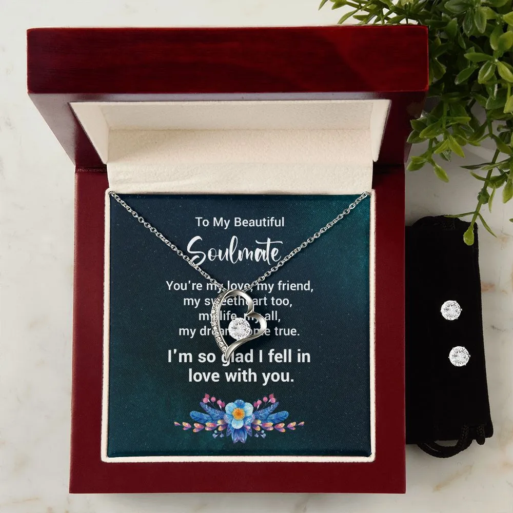Forever Love Necklace   Clear CZ Earrings - To  My Soulmate