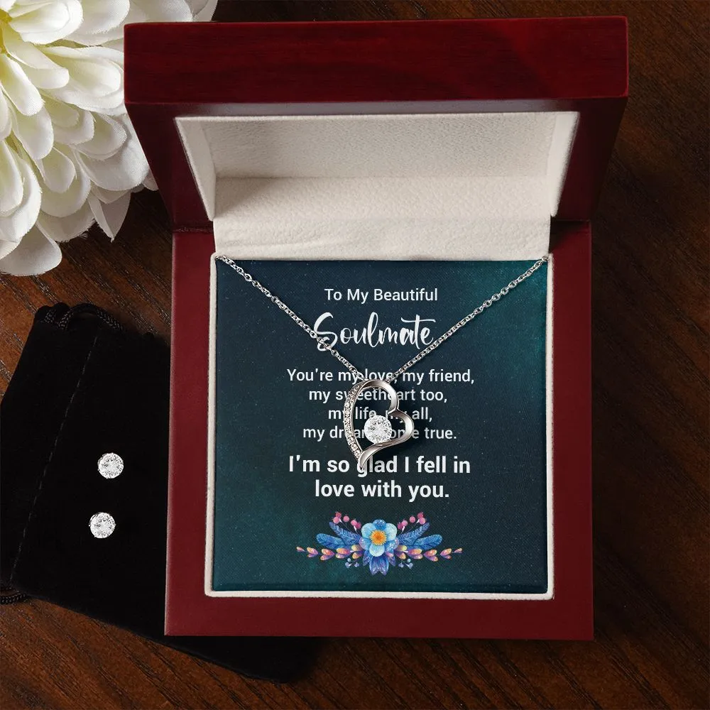 Forever Love Necklace   Clear CZ Earrings - To  My Soulmate