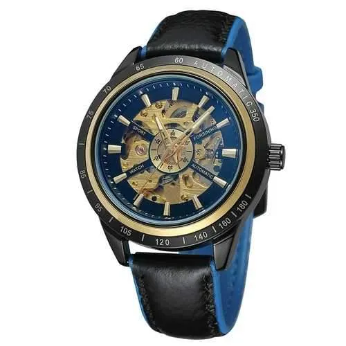 FORSINING A2 Geniue Leather Strap Men Sport Fashion Self-winding Mechanical Watch