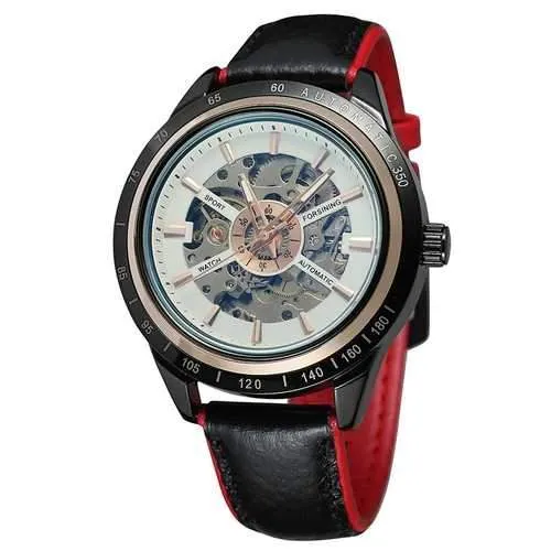 FORSINING A2 Geniue Leather Strap Men Sport Fashion Self-winding Mechanical Watch