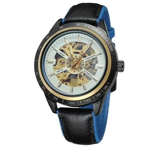FORSINING A2 Geniue Leather Strap Men Sport Fashion Self-winding Mechanical Watch