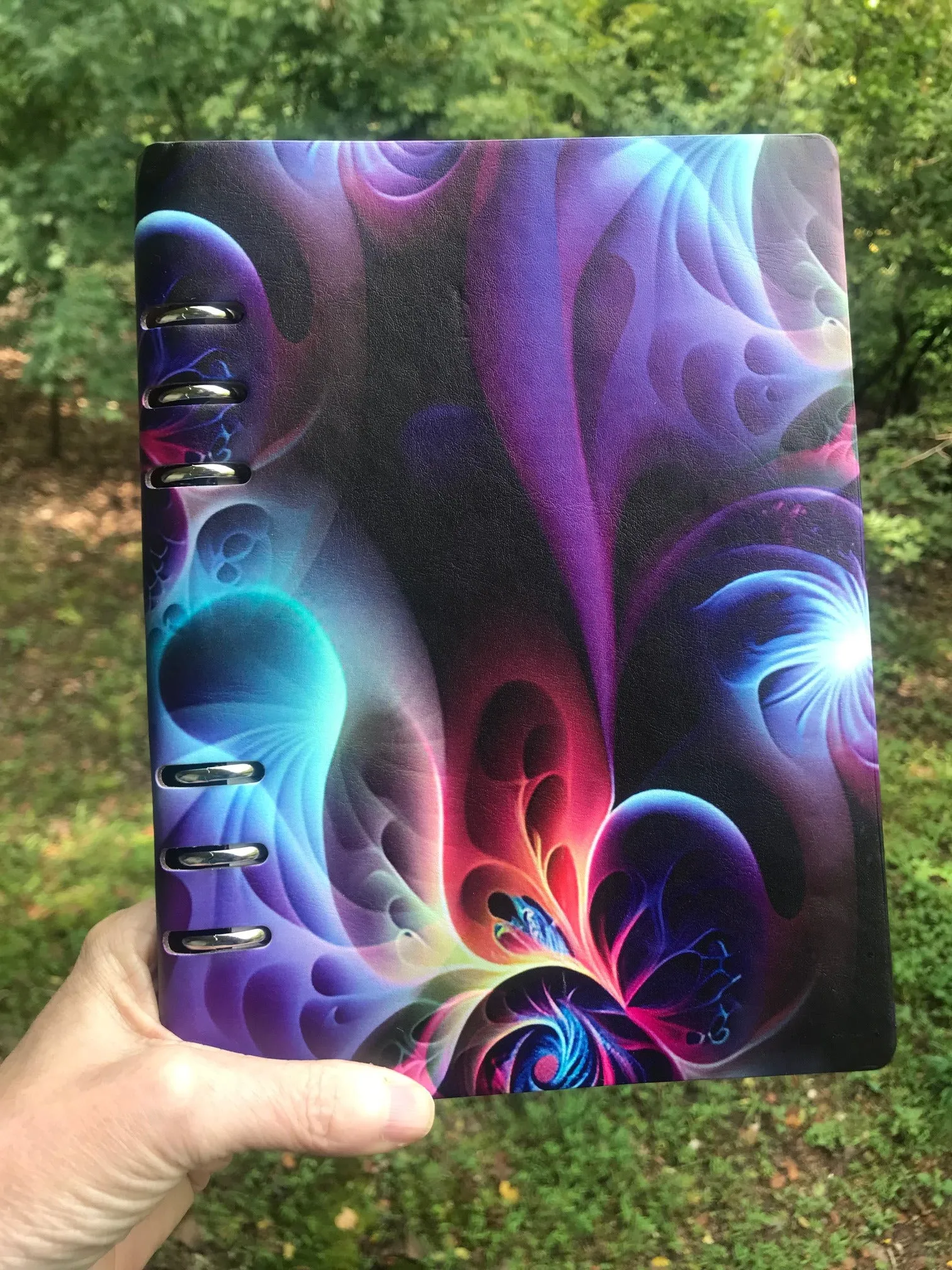 Fractal Art Binder Notebook with Psychedelic Swirling Colors, A5 Dream Journal