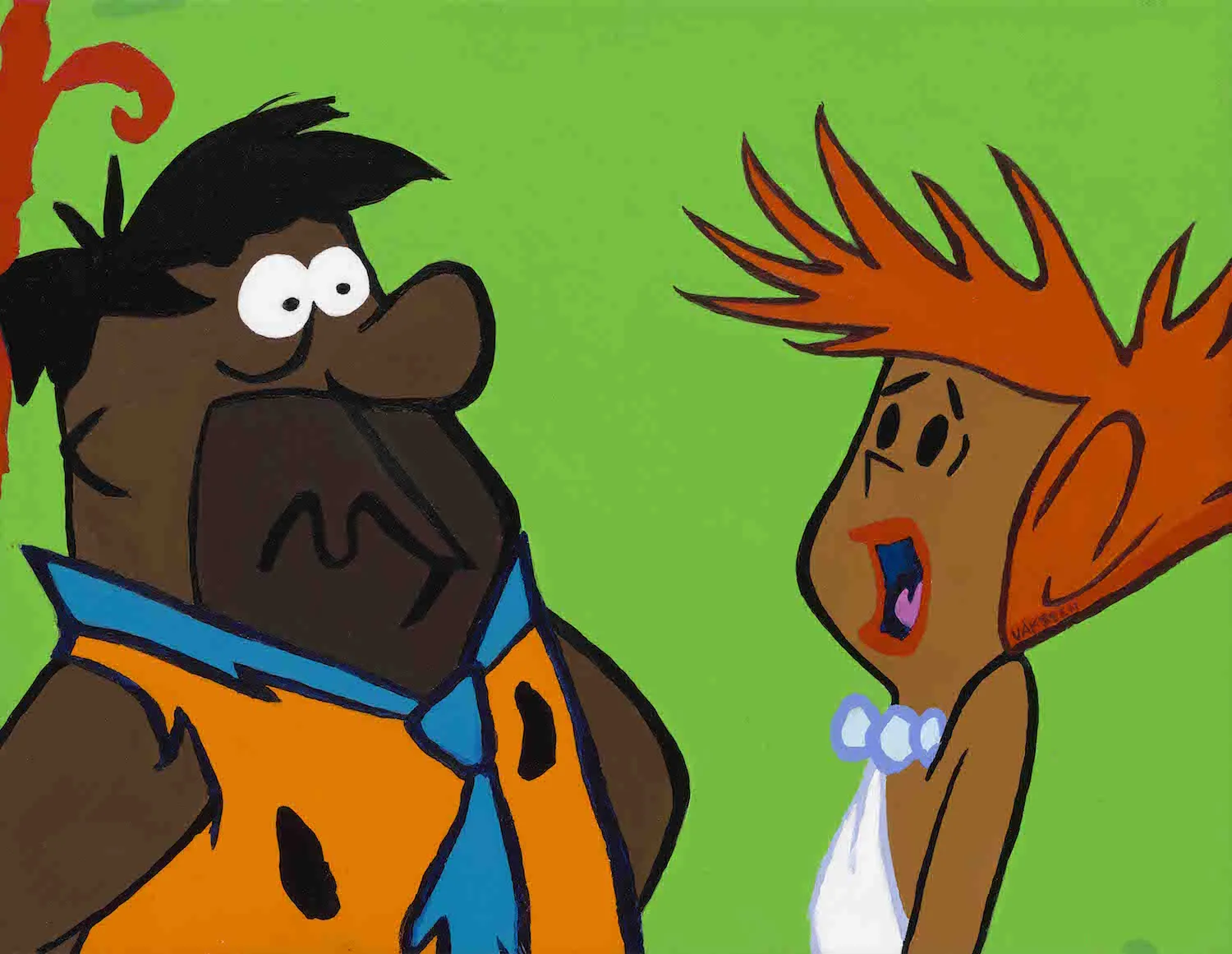 FRED!!! - FOBP - Black Flintstones portrait art - Limited Edition Giclee Art Prints - Vakseen Art
