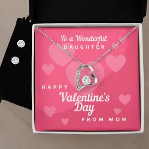 From Mom Valentine's Forever Heart Necklace & Cubic Zirconia Earring Set