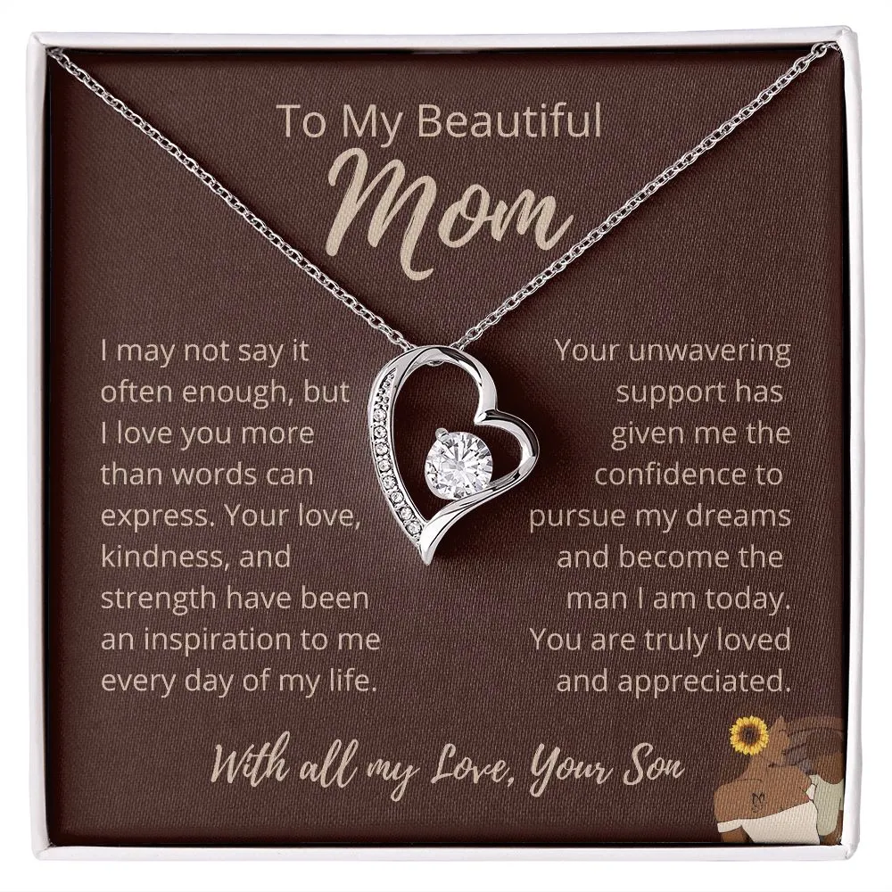 FROM SON To My Beautiful Mom Love Heart Brown