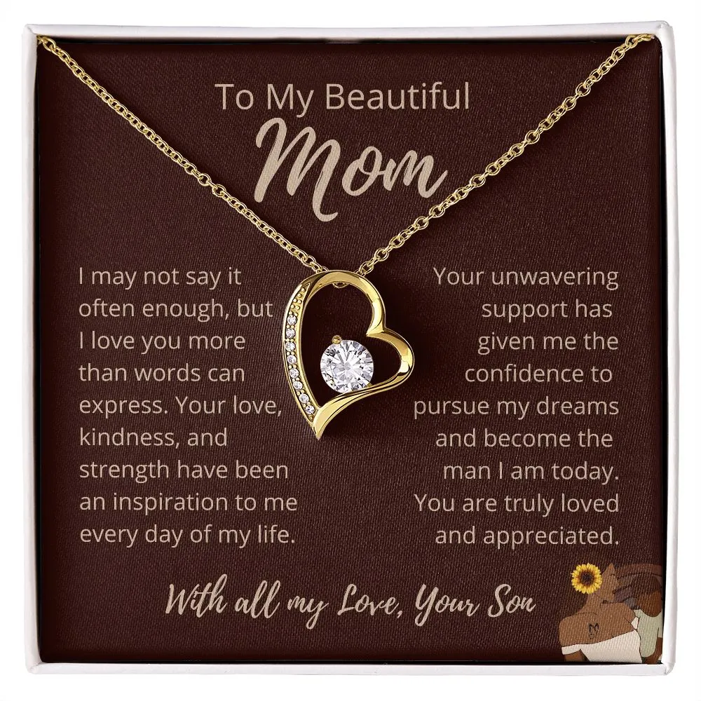 FROM SON To My Beautiful Mom Love Heart Brown