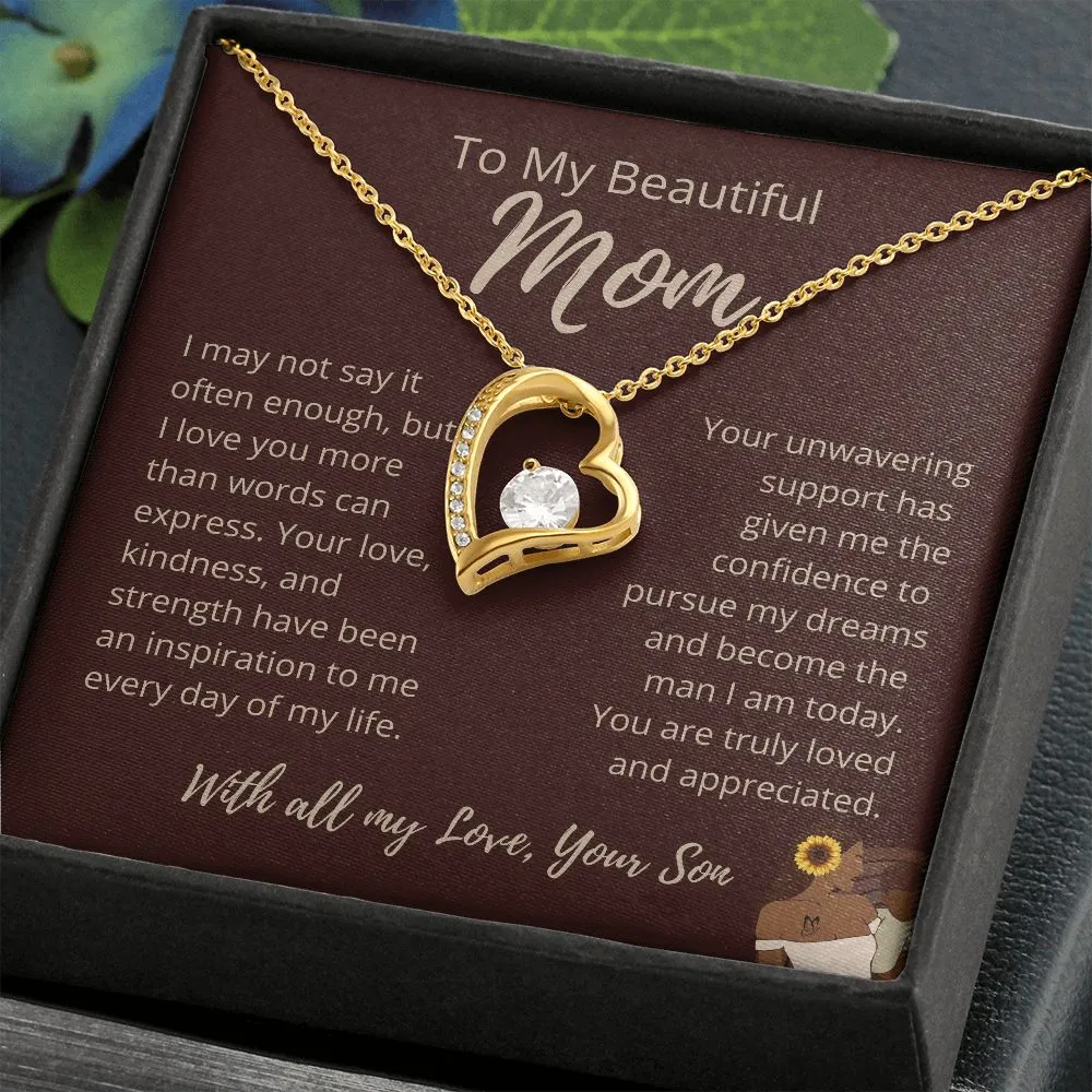 FROM SON To My Beautiful Mom Love Heart Brown