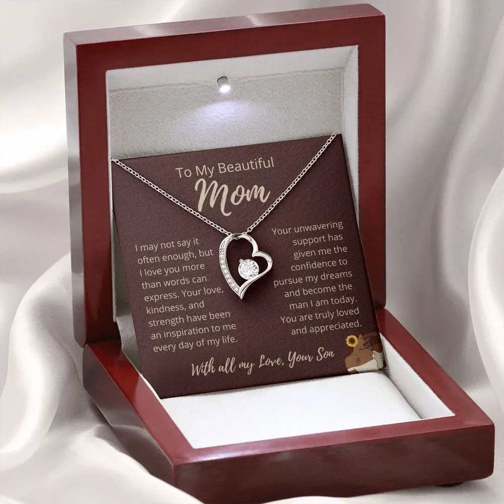 FROM SON To My Beautiful Mom Love Heart Brown