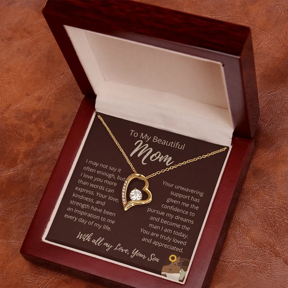 FROM SON To My Beautiful Mom Love Heart Brown