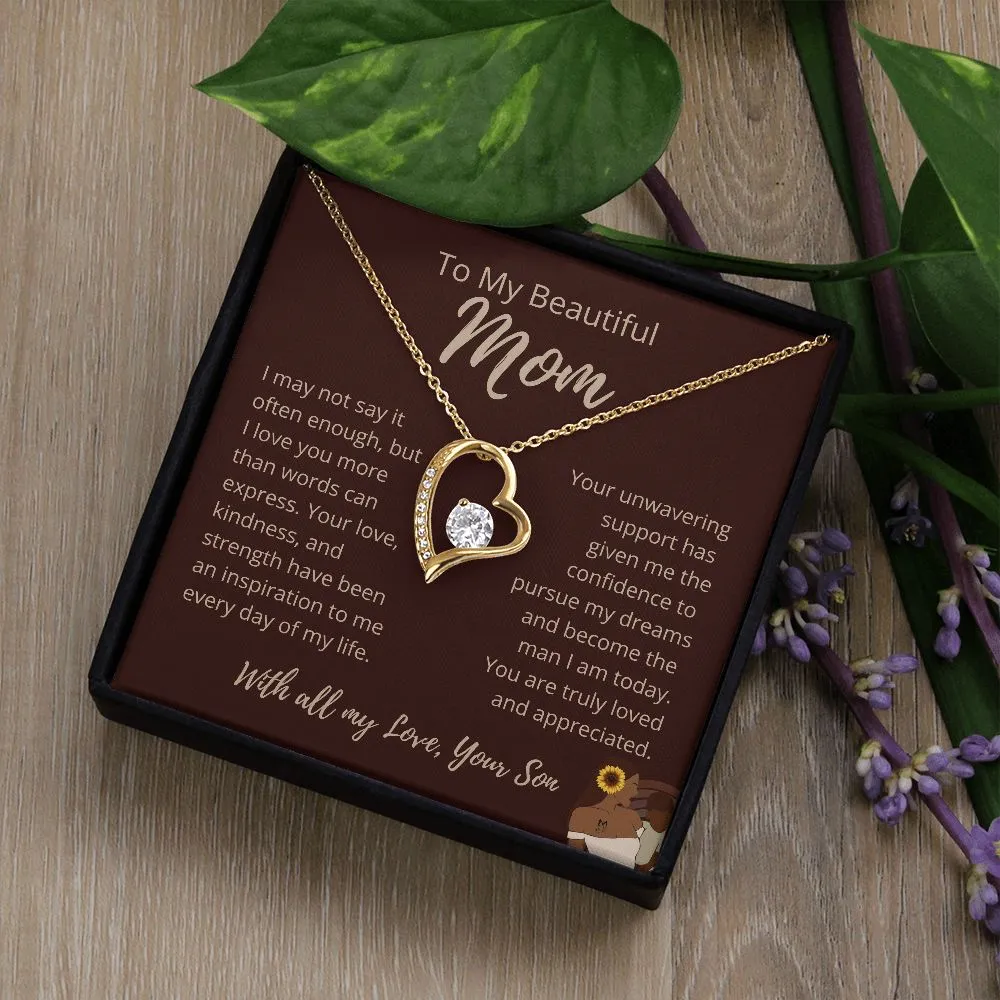 FROM SON To My Beautiful Mom Love Heart Brown