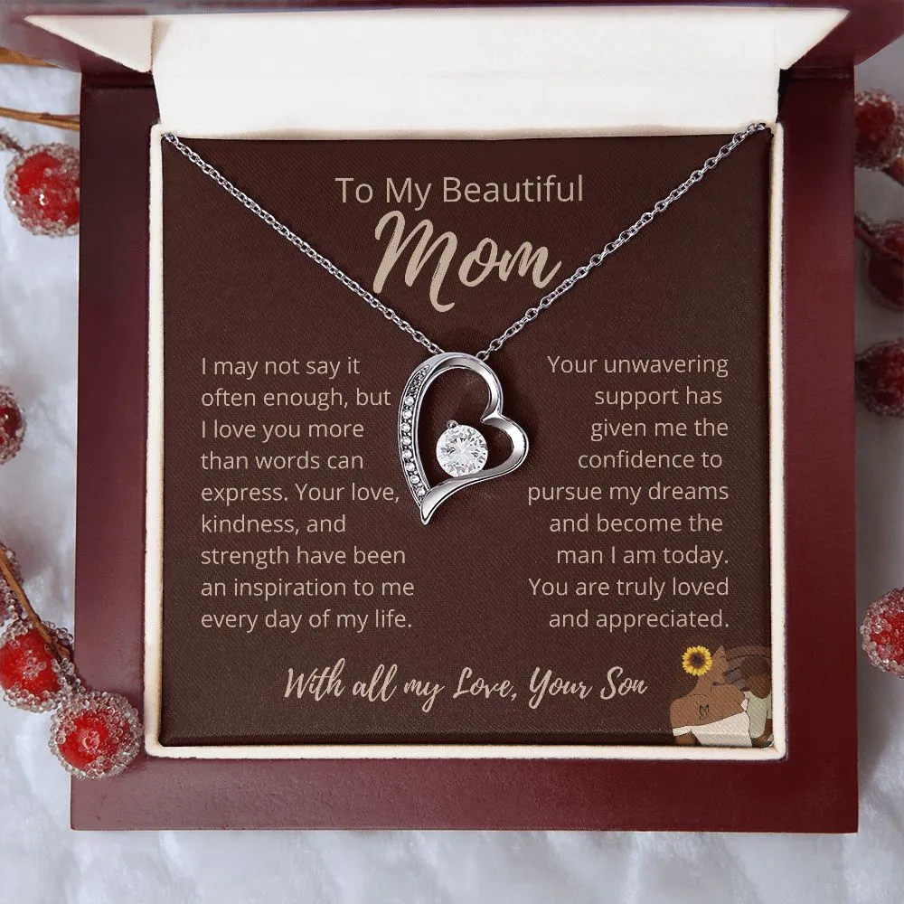 FROM SON To My Beautiful Mom Love Heart Brown