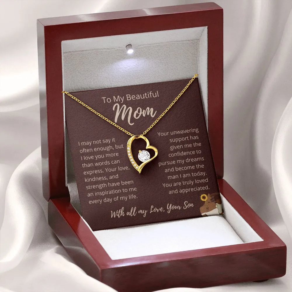 FROM SON To My Beautiful Mom Love Heart Brown