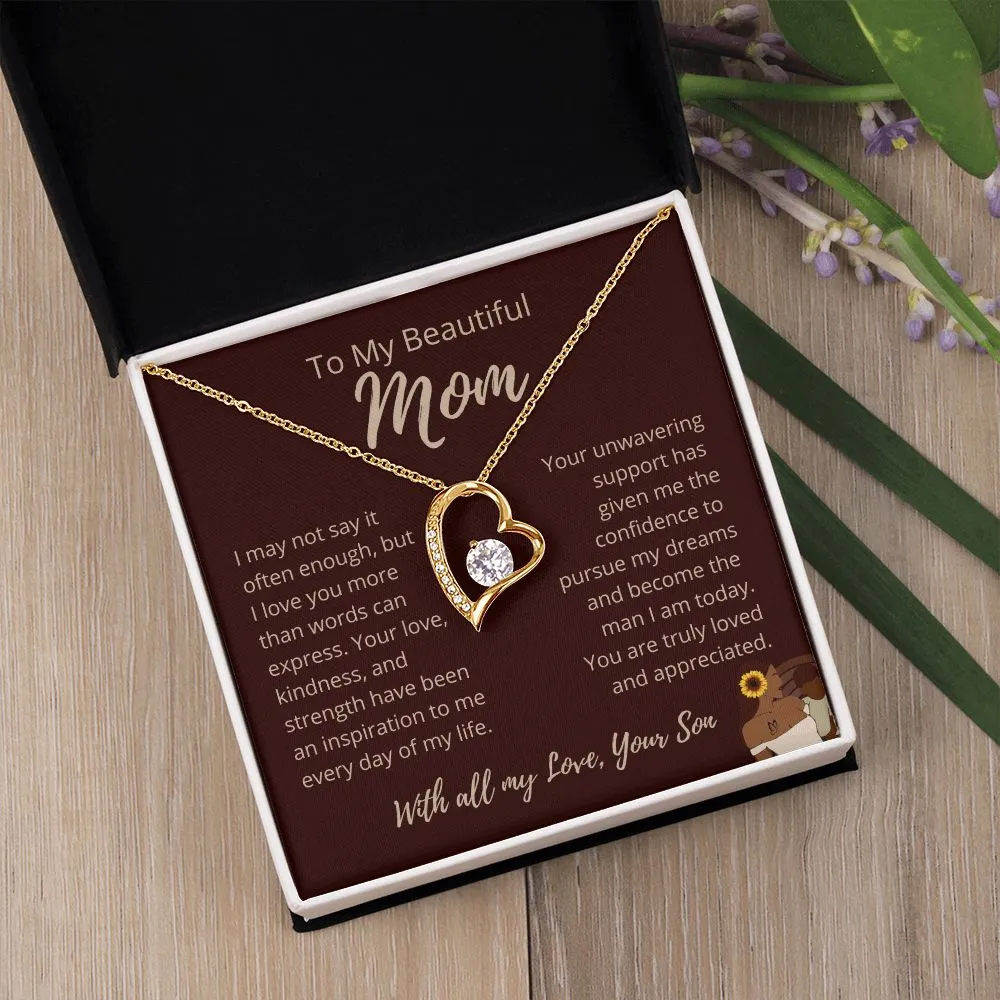 FROM SON To My Beautiful Mom Love Heart Brown