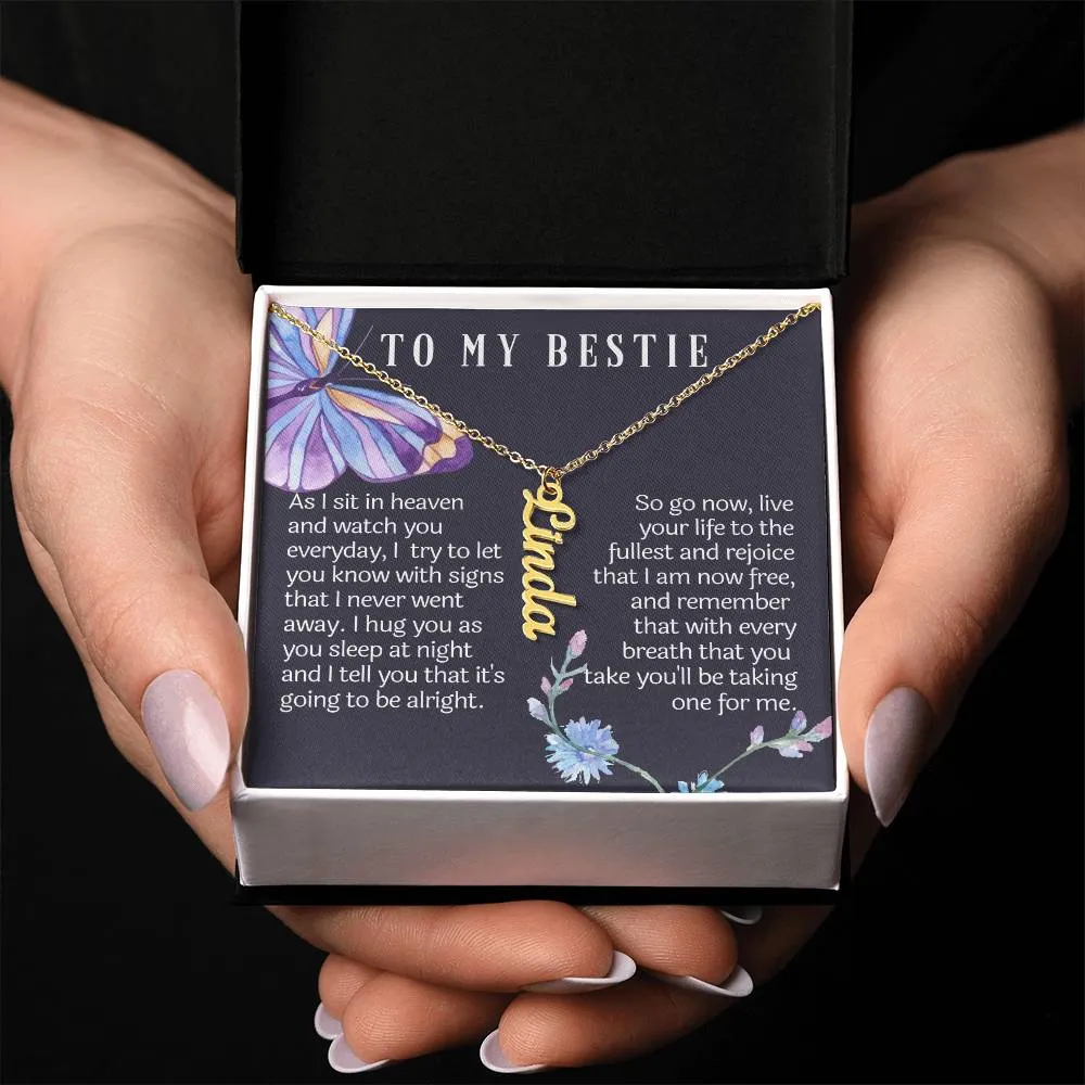 From your bestie in heaven vertical necklace