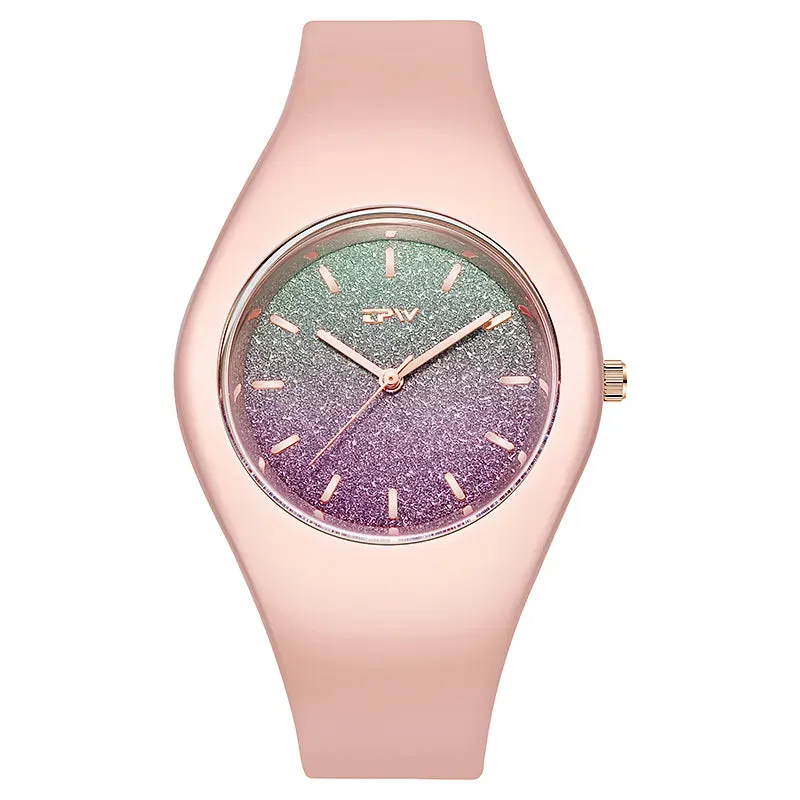 Full Size 40mm Ladies Watch Silicone Strap Skin Friendly Minimalist Quartz Watch