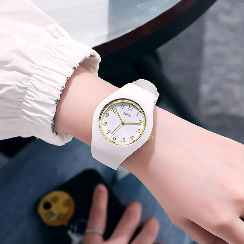 Full Size 40mm Ladies Watch Silicone Strap Skin Friendly Minimalist Quartz Watch