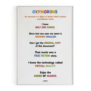 Funny Oxymoron Part 1, Educational English Poster, Kids Room Decor, Classroom Decor, Funny English Language Wall Art