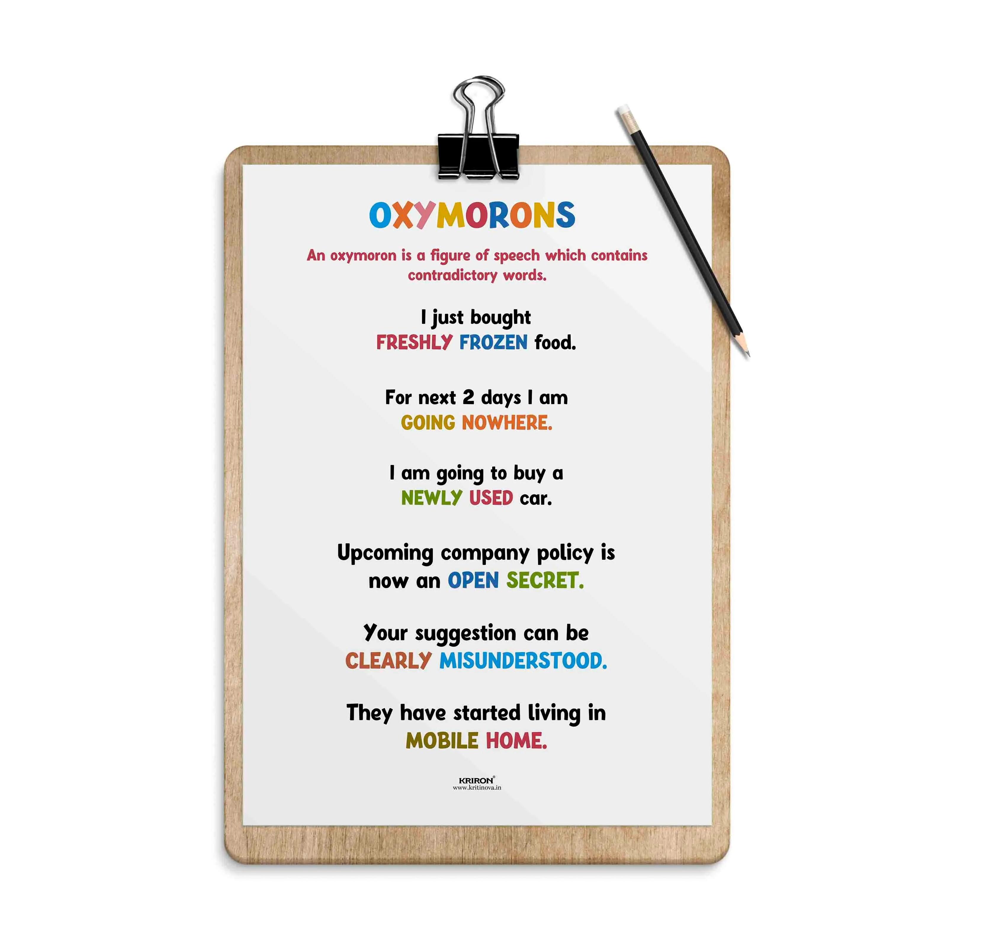 Funny Oxymoron Part 3 Educational English Poster, Kids Room Decor, Classroom Decor, Funny English Language Wall Art