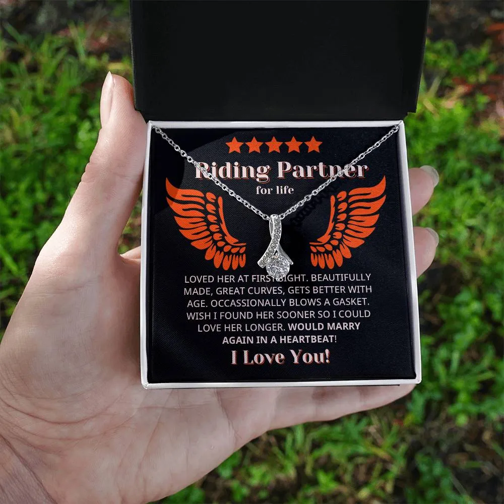 Funny Riding Partner For Life Review Style Necklace